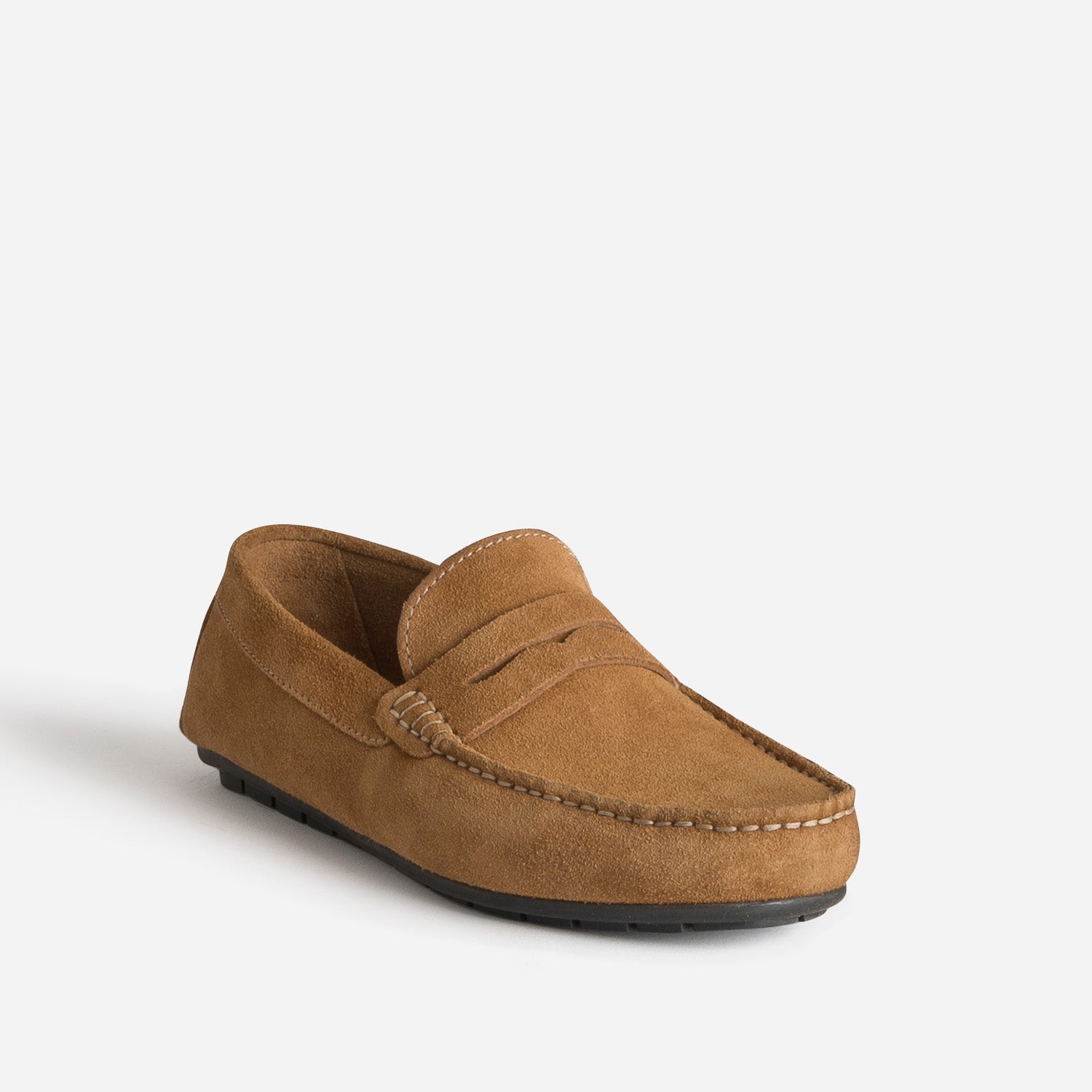 Mocassin cognac cuir velours