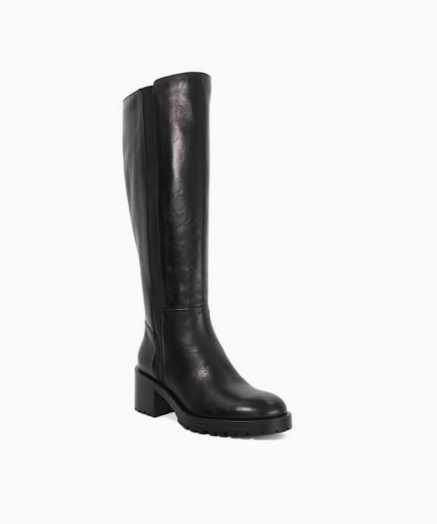 Taisy Black - Leather Knee High Boots