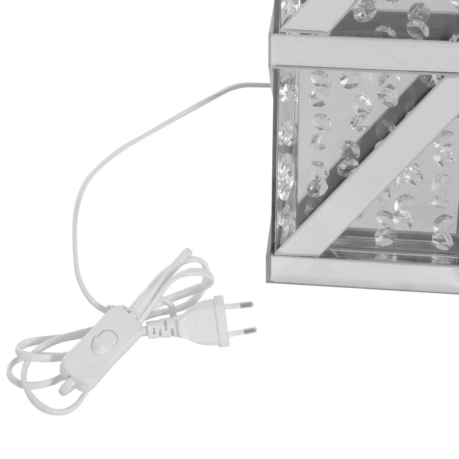 Lampada con paralume, in tessuto, vetro e mdf, da 32,5X77,5 cm