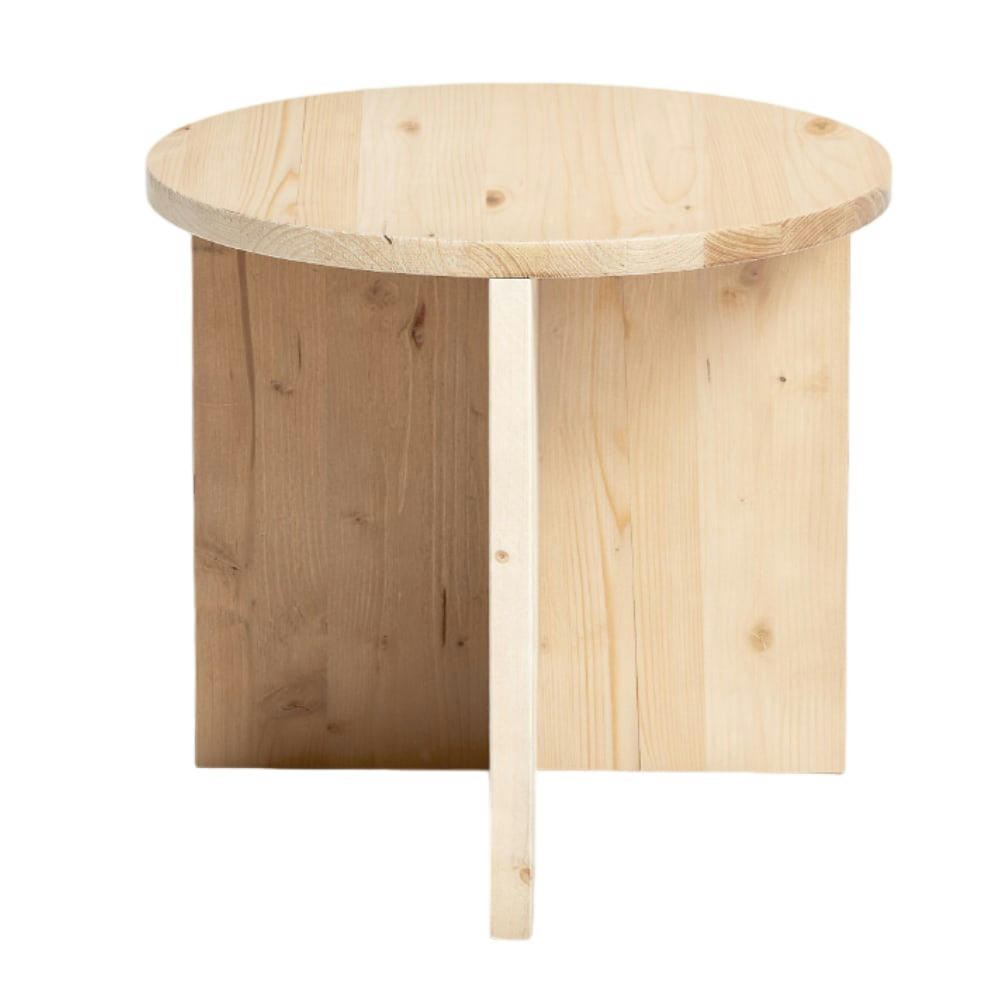 NICOLE - Table d’appoint ronde en bois de sapin en couleur beige