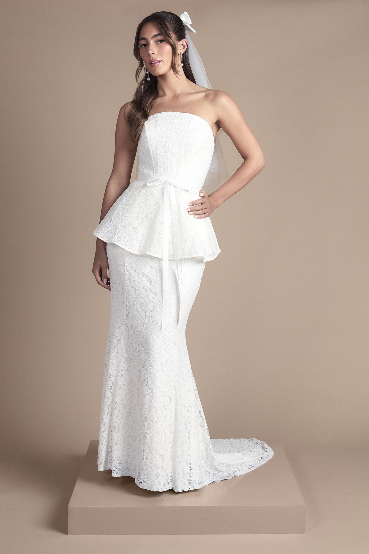 Coast Bandeau Lace Peplum Bridal Top