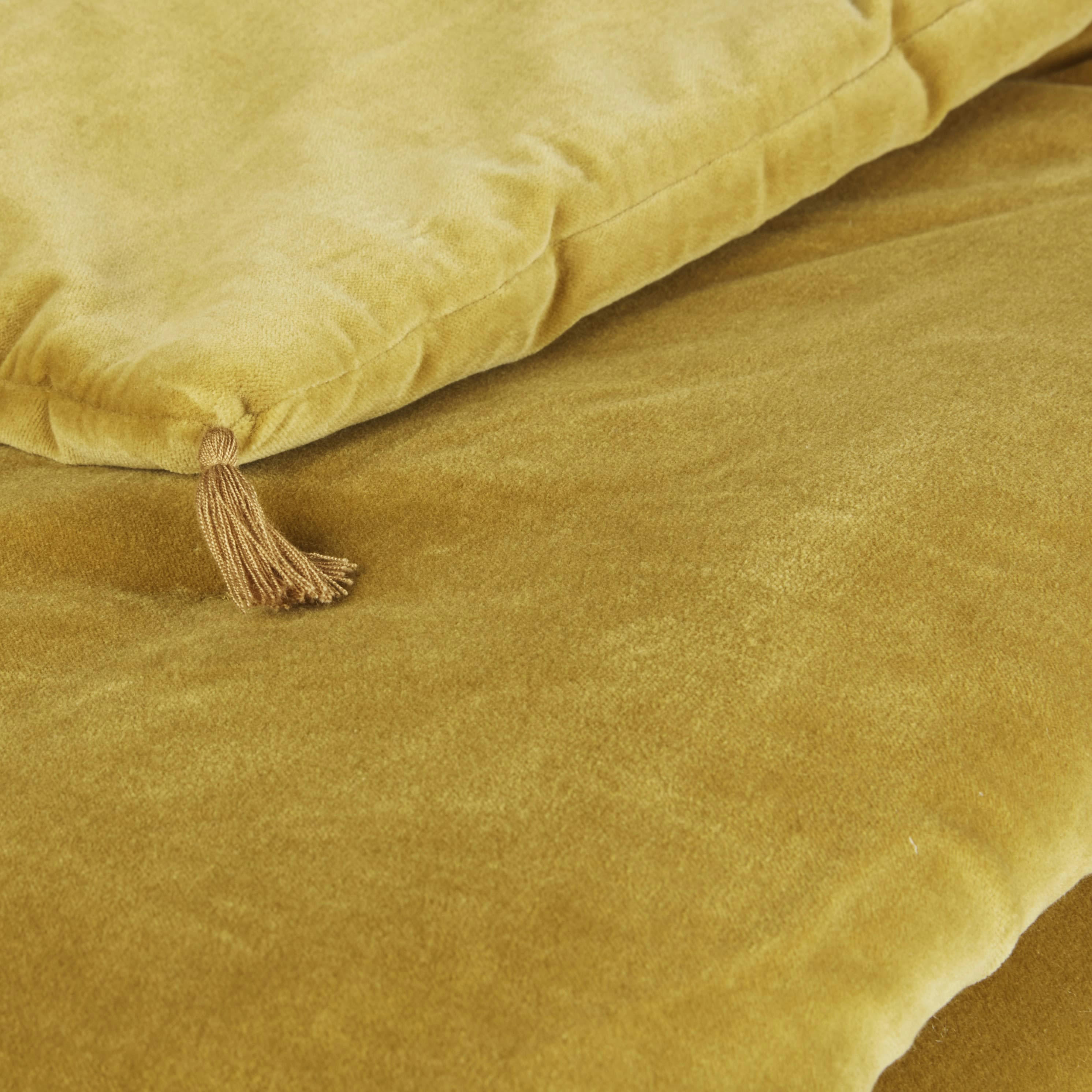 - Boutis en velours de coton bronze à pompons 100x200