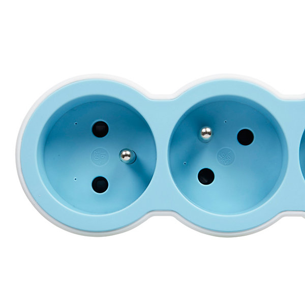 Multiprise 3 prises Legrand blanc et bleu 1.5 m