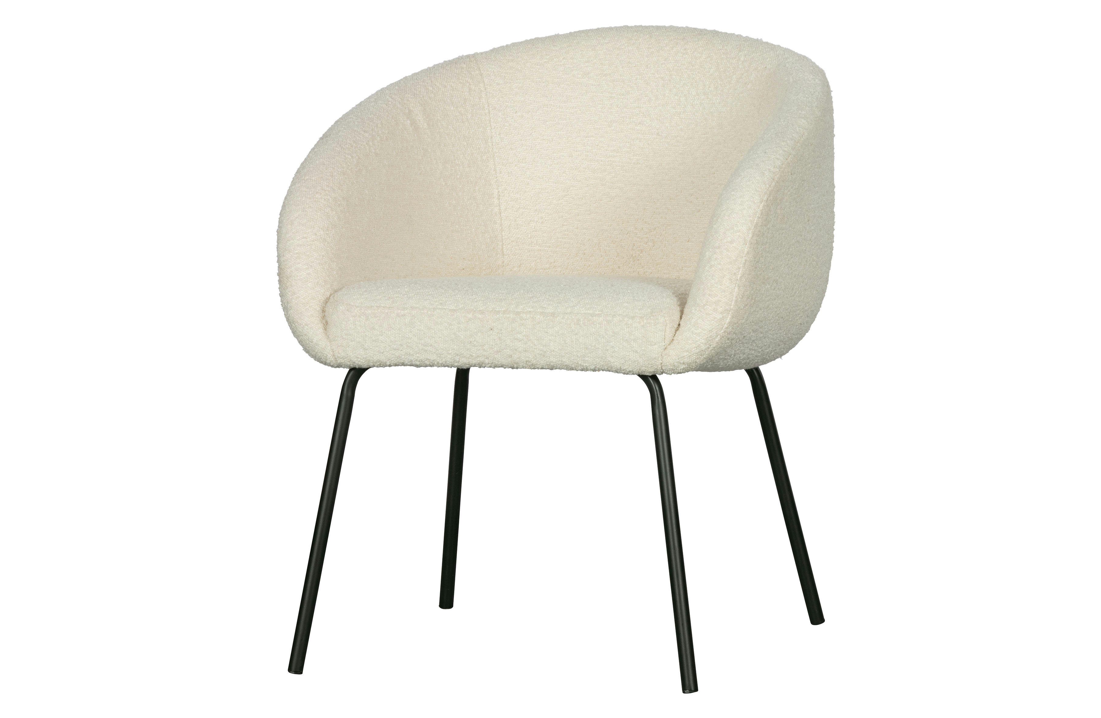 NOELLE - Chaise de salle à manger en bouclette blanc cassé