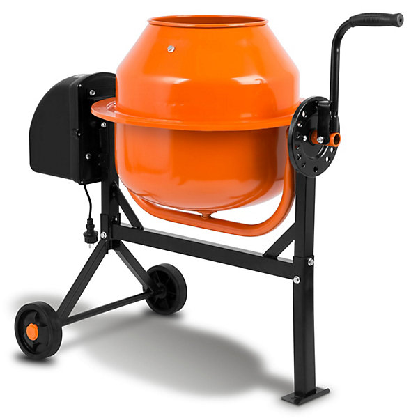 EBERTH 65L Bétonnière électrique , 220W, Portable, Châssis, Tambour et Couronne Dentée en Acier, Volant Verrouillable