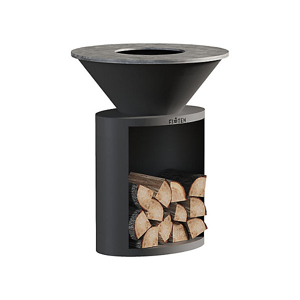 FIRTEN Brasero Ellipse 80 cm thermolaqué noir