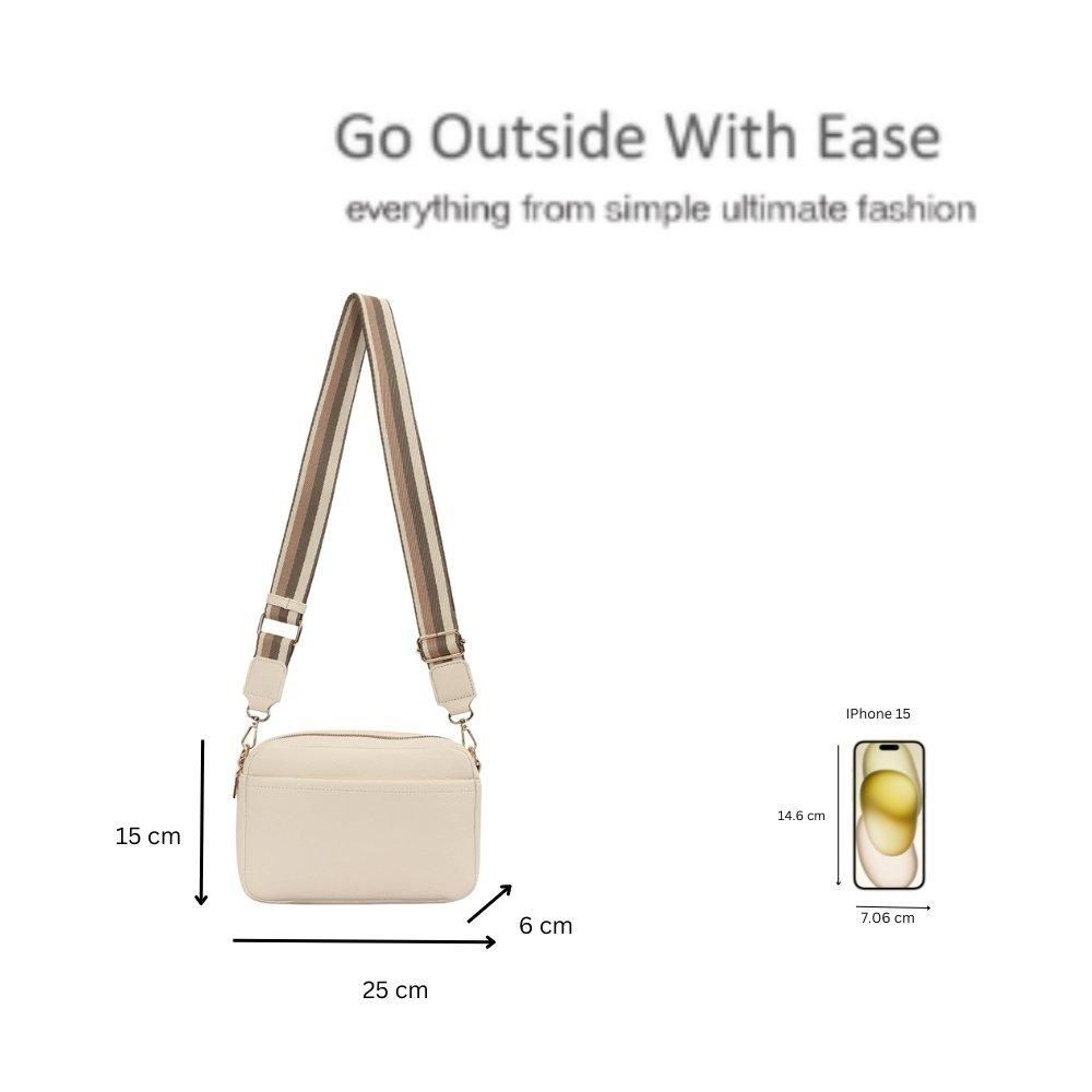 Kitise Front Pocket Double Compartments Camera Crossbody Bag With Canvas Strap