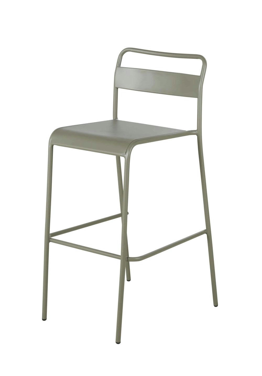 Belleville Business - Chaise de bar professionnelle en métal vert kaki