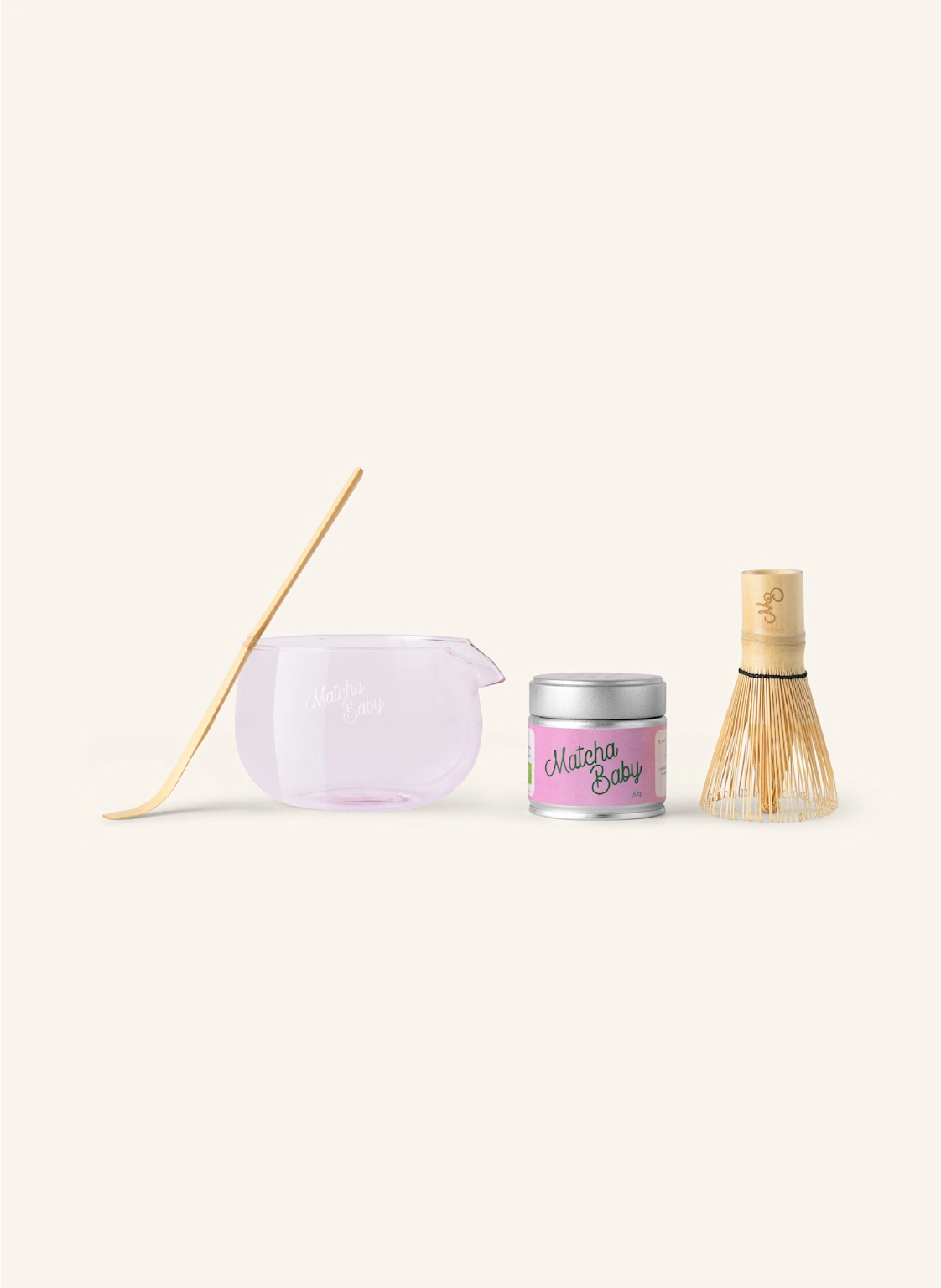 Matcha Baby Matcha Baby Traditional Set – mit Rosa Glas-Schale