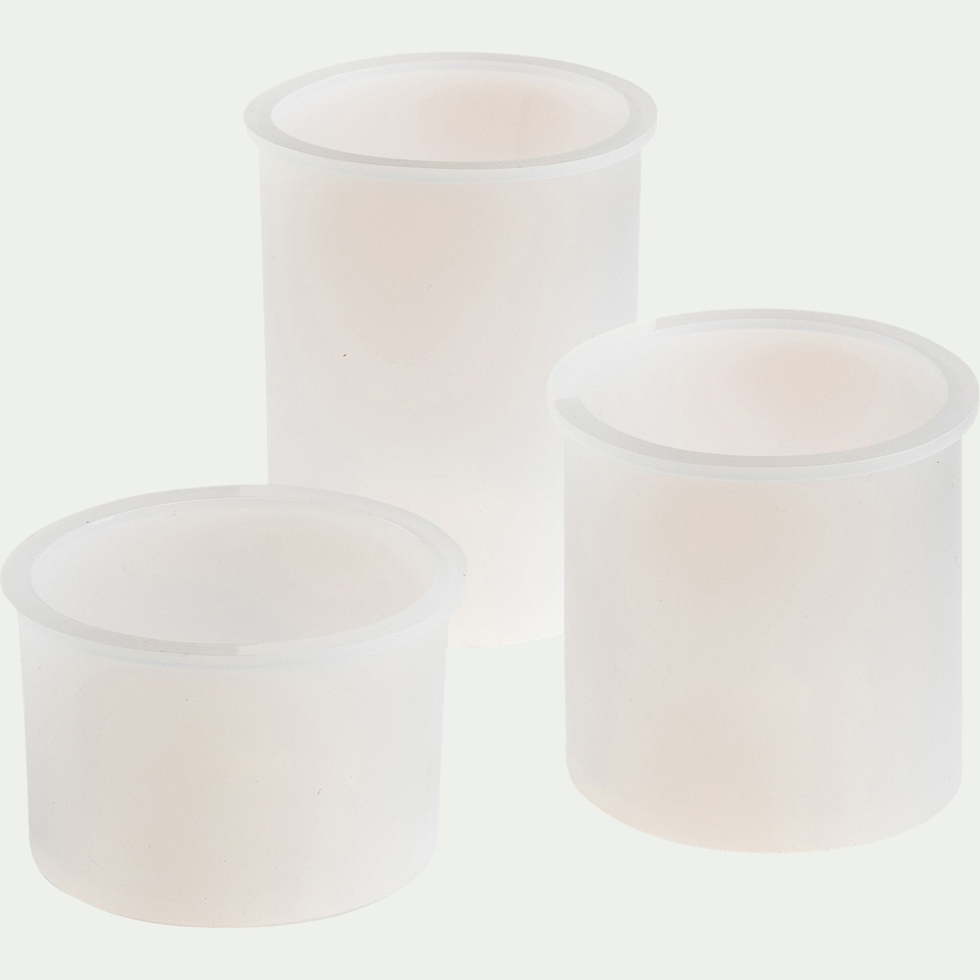 UNICRAFT - Lot de 3 moules porte-bougies en silicone - blanc translucide