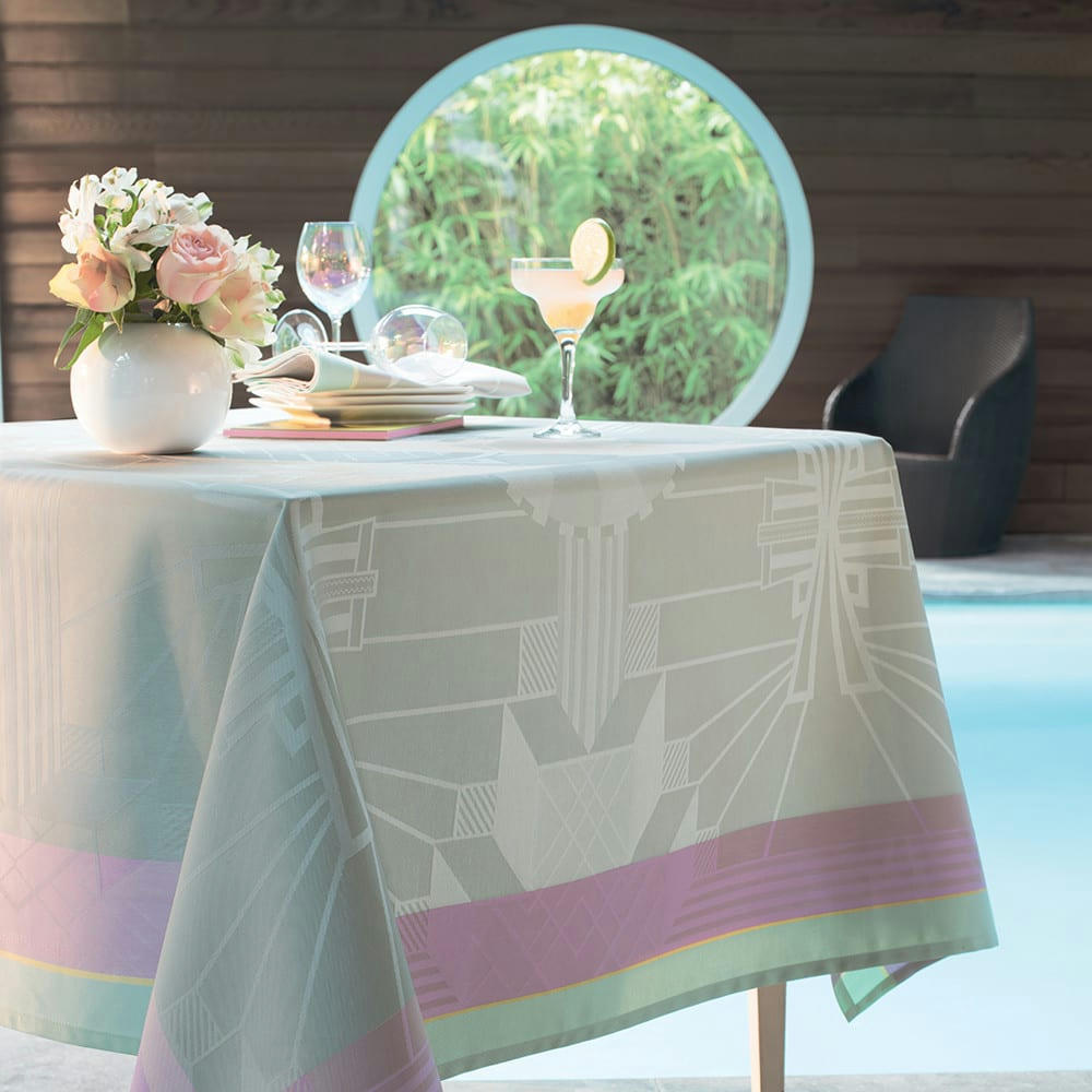 GATSBY NEON - Nappe carrée antitache déperlant pur coton gris 155x155 cm