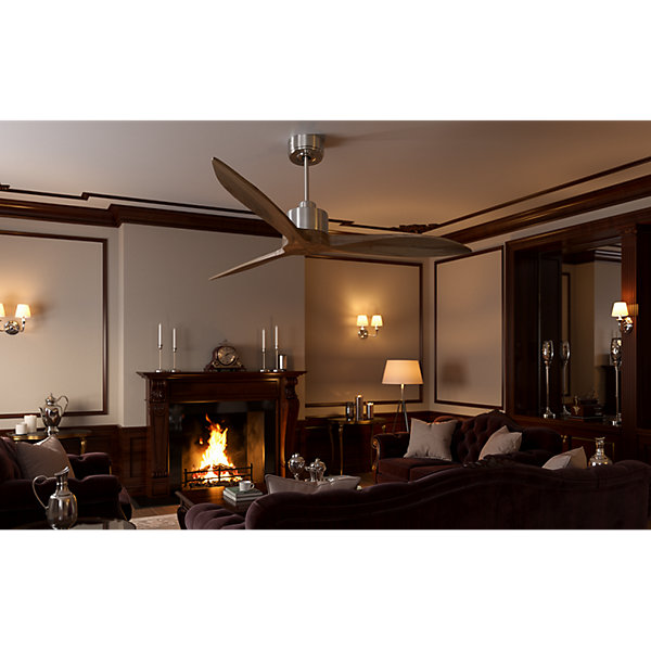 Modulo Latino Slim - Super destratificateur et ventilateur DC 132 cm chrome pales bois sombreidéal 26 à 40 m²