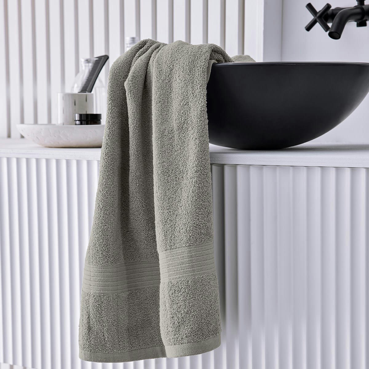 MEVAK BAÑO - Drap de bain uni en coton beige 70x130
