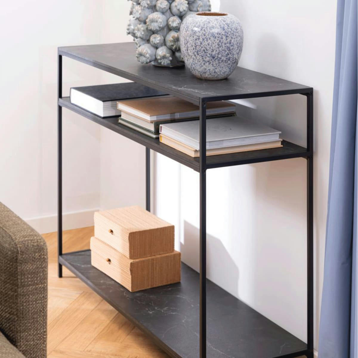 INFINITIX - Console 3 plateaux effet marbre noir