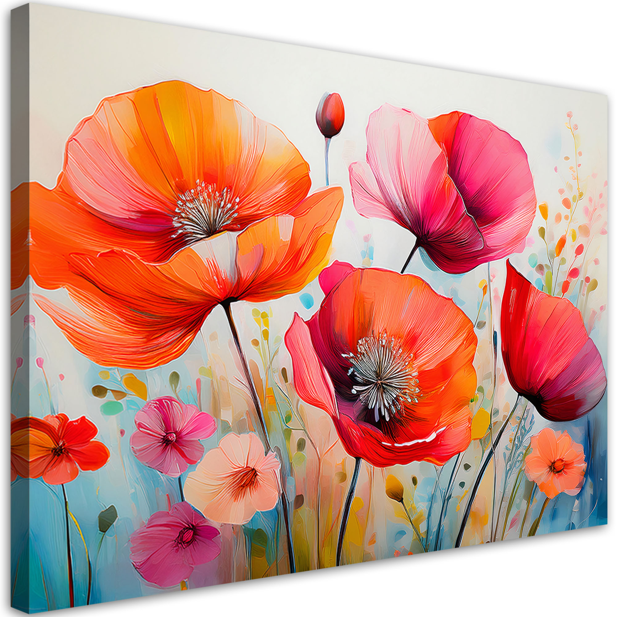 Feeby Obraz na płótnie, Maki Kwiaty Kolorowy 60x40