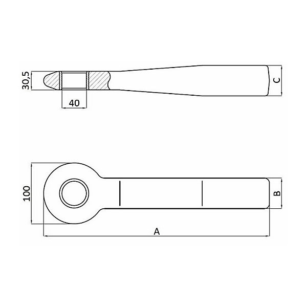 Anneau plat à souder 40 X 40 mm charge 3 Tonnes