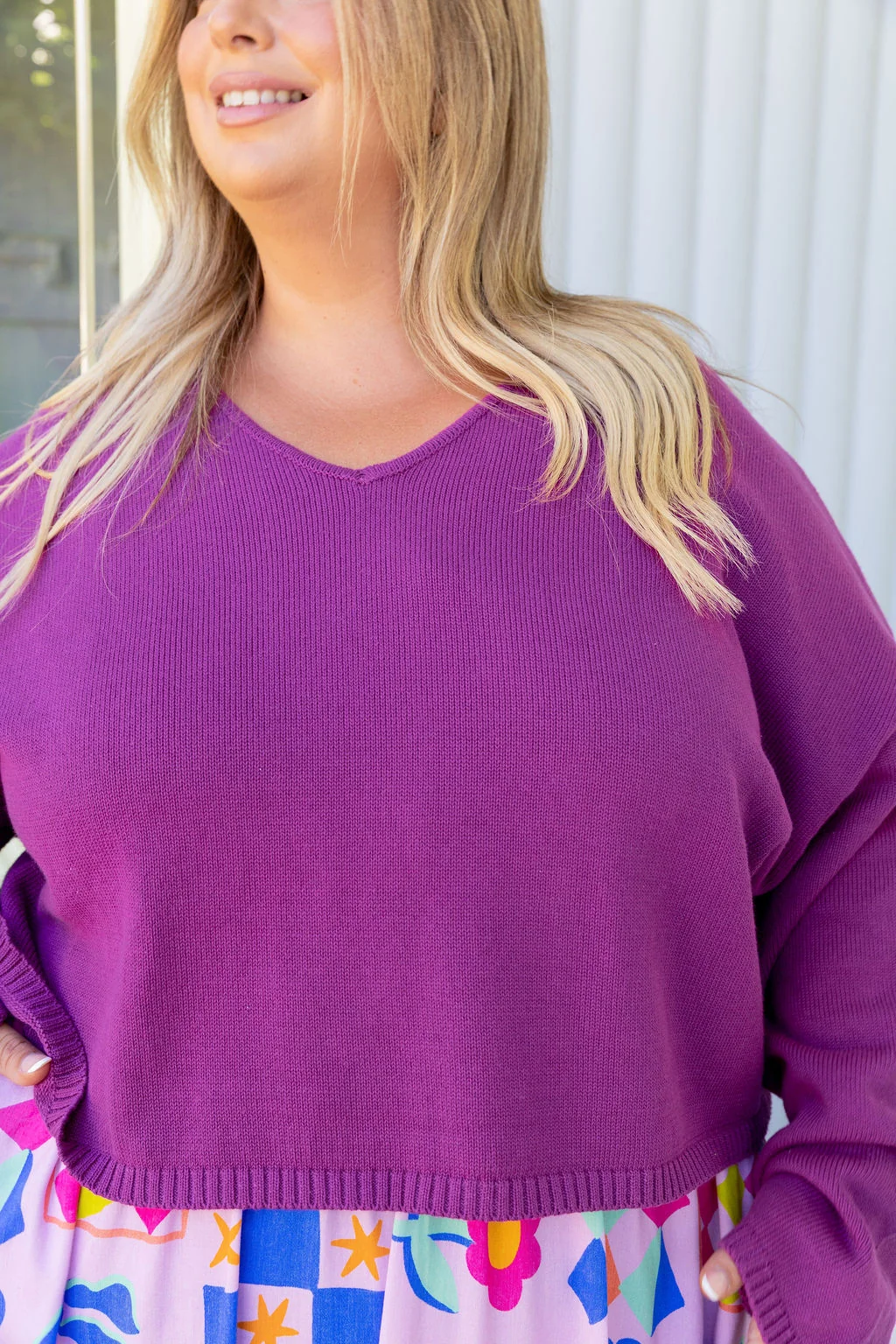 Blakely Crop Knit in Grape