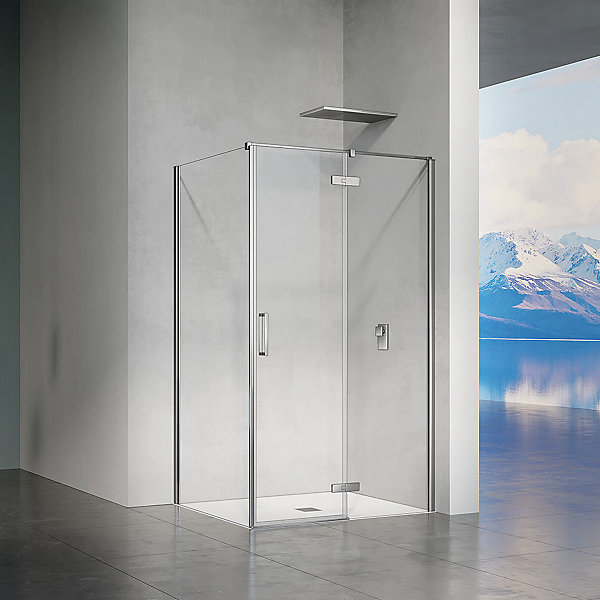 GRAND VERRE Cabine de douche en verre et aluminium avec porte pivotante ouvrante vers la droite 100x70x195