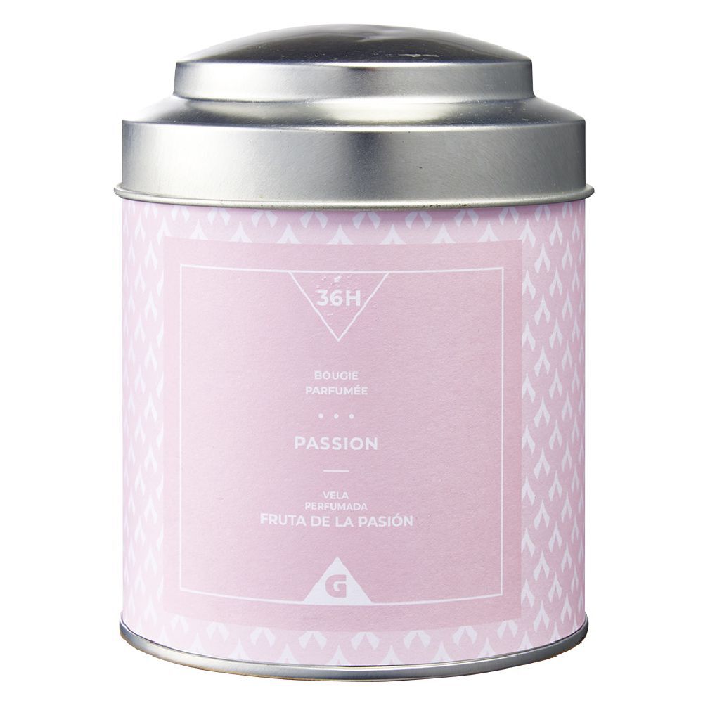 Bougie parfumée dans pot en métal senteur passion