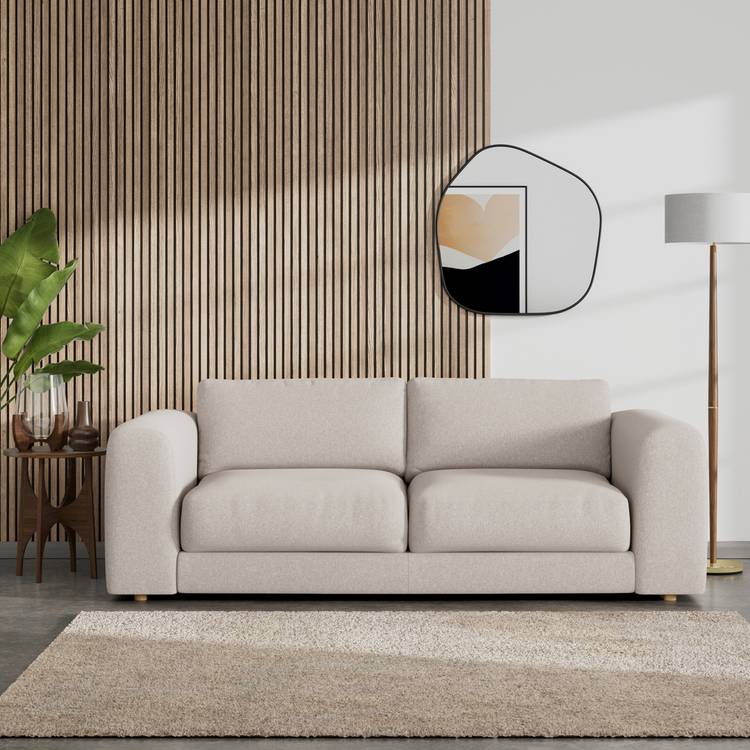 Habitat Ayr Large Fabric 3 Seater Sofa - Stone