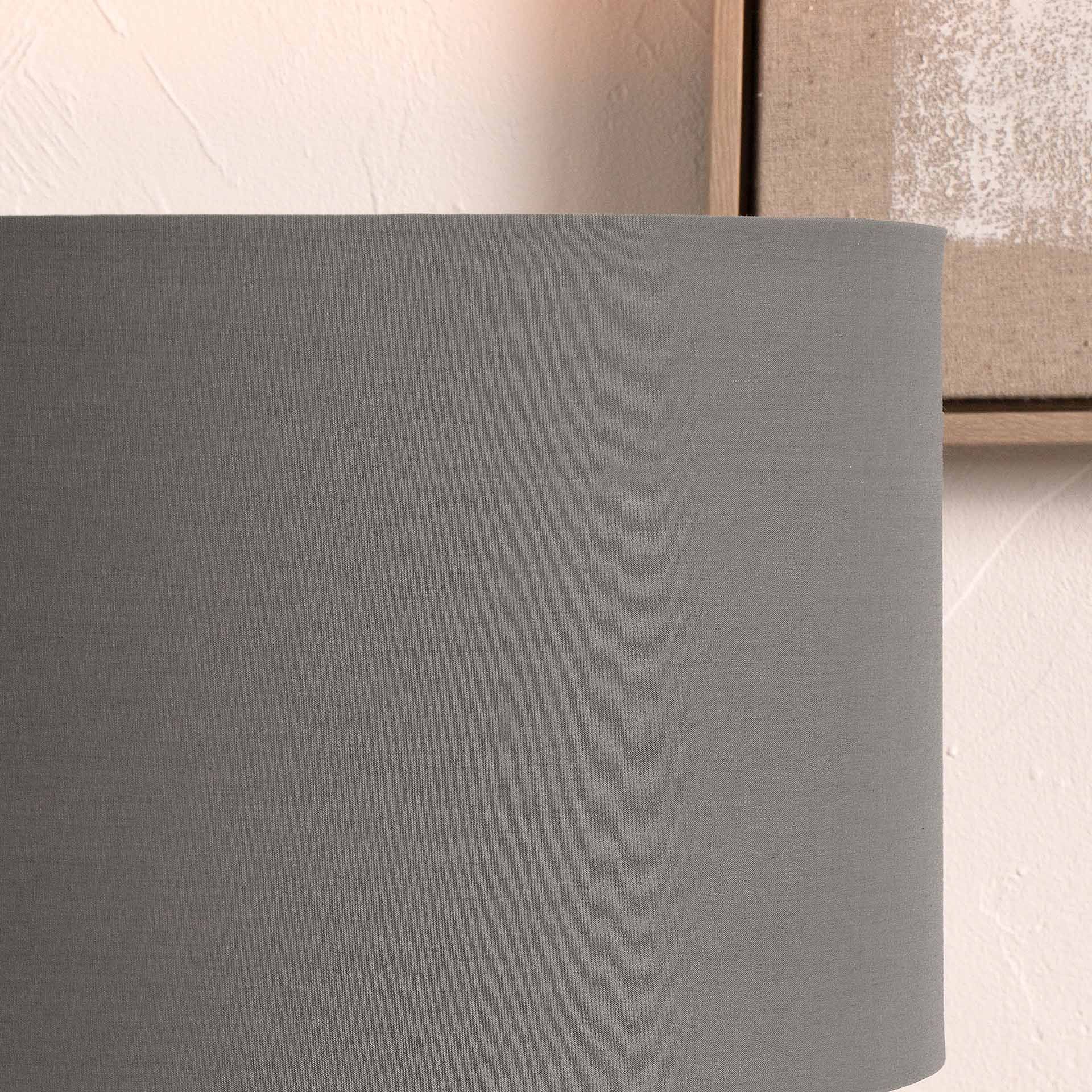 Ruma Grey Cylinder Poly Cotton Lampshade For Table Lamps