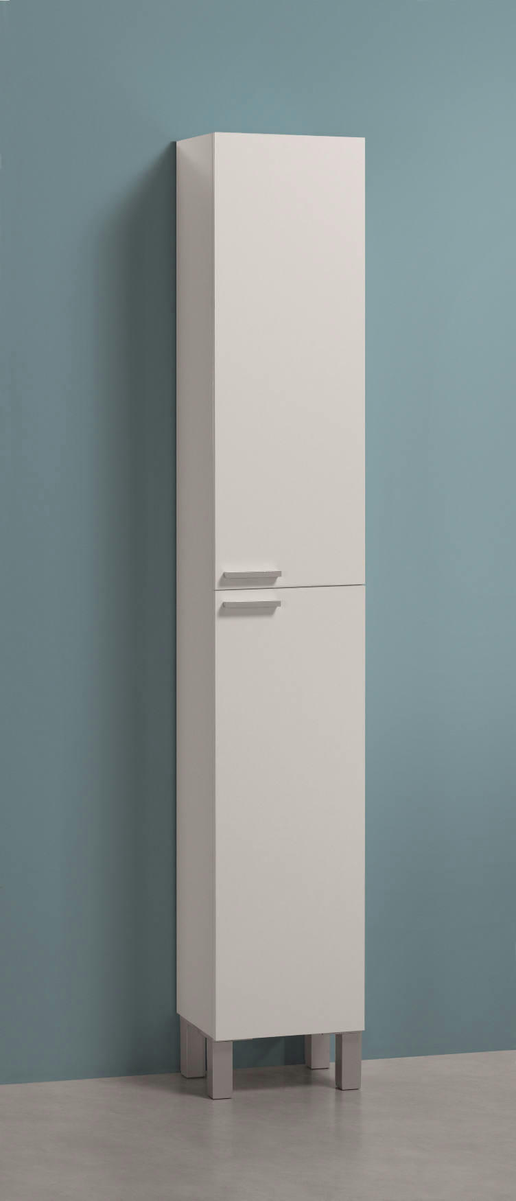 DFAROPP - Colonne de salle de bain 2 portes effet bois blanc brillant