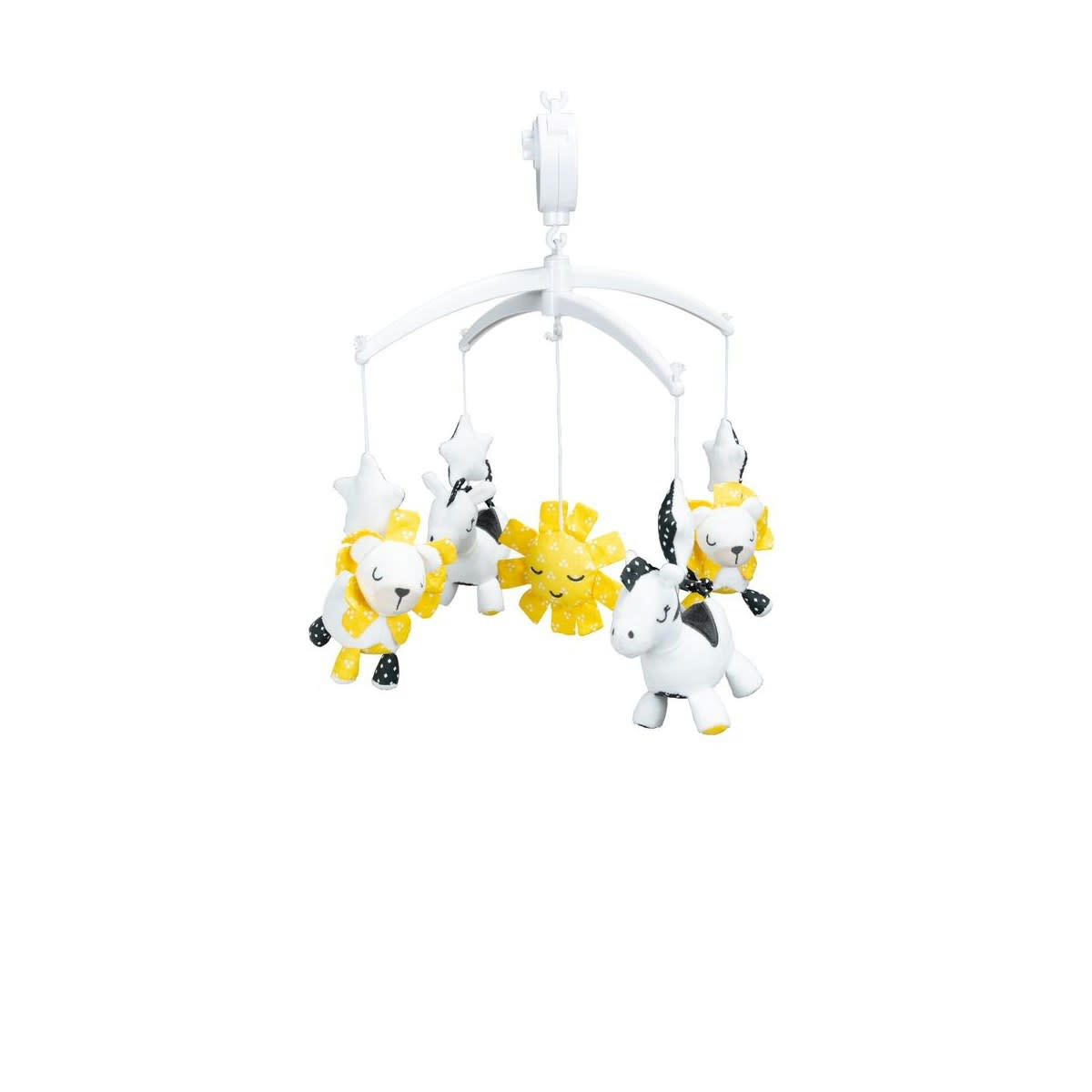 PLUCHE ET POMPON - Mobile musical en velours blanc