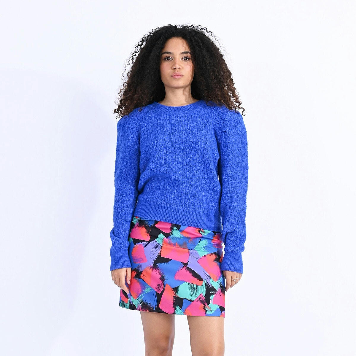 Pull  col rond épaule bouffante