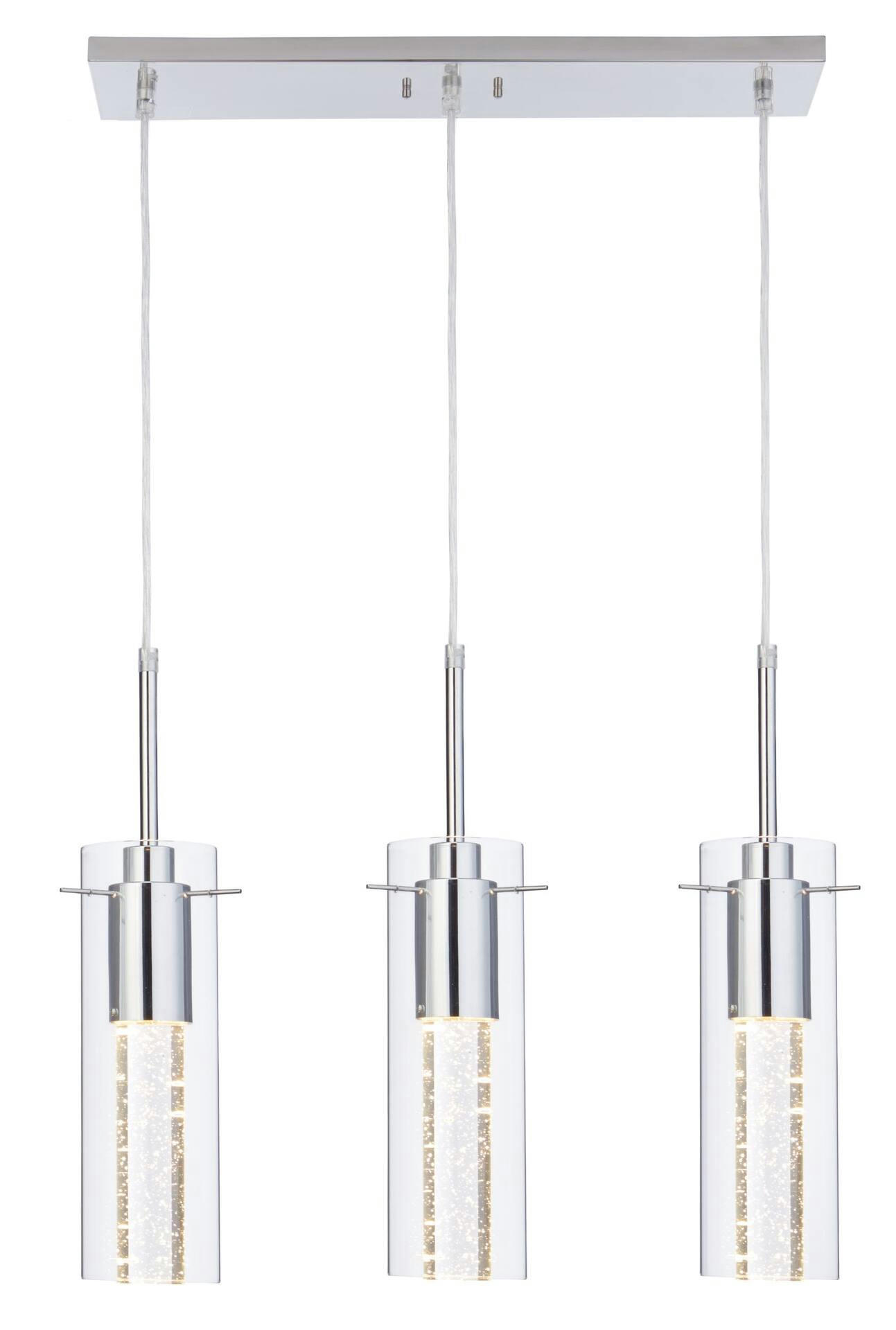 CANVAS Drake 3-Light Bubbled Glass Ceiling Pendant Light Fixture, Chrome