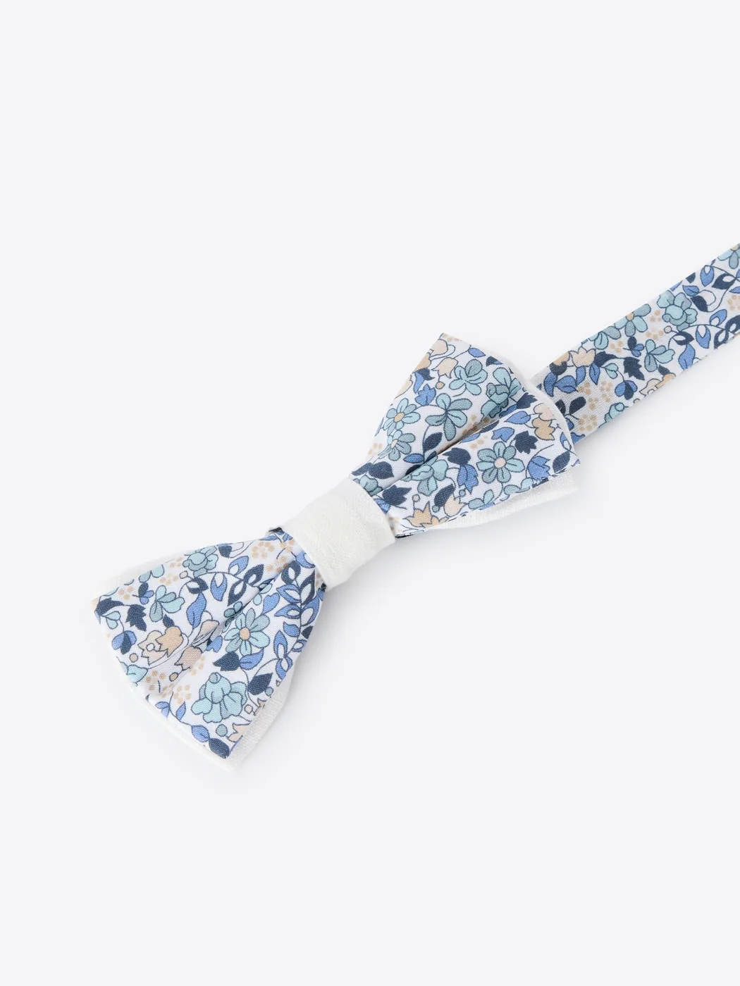 Nœud papillon fleuri en coton lin