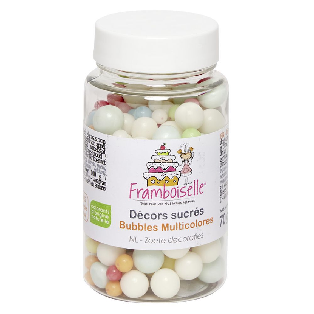 Décor bulle multicolore en sucre 70 g