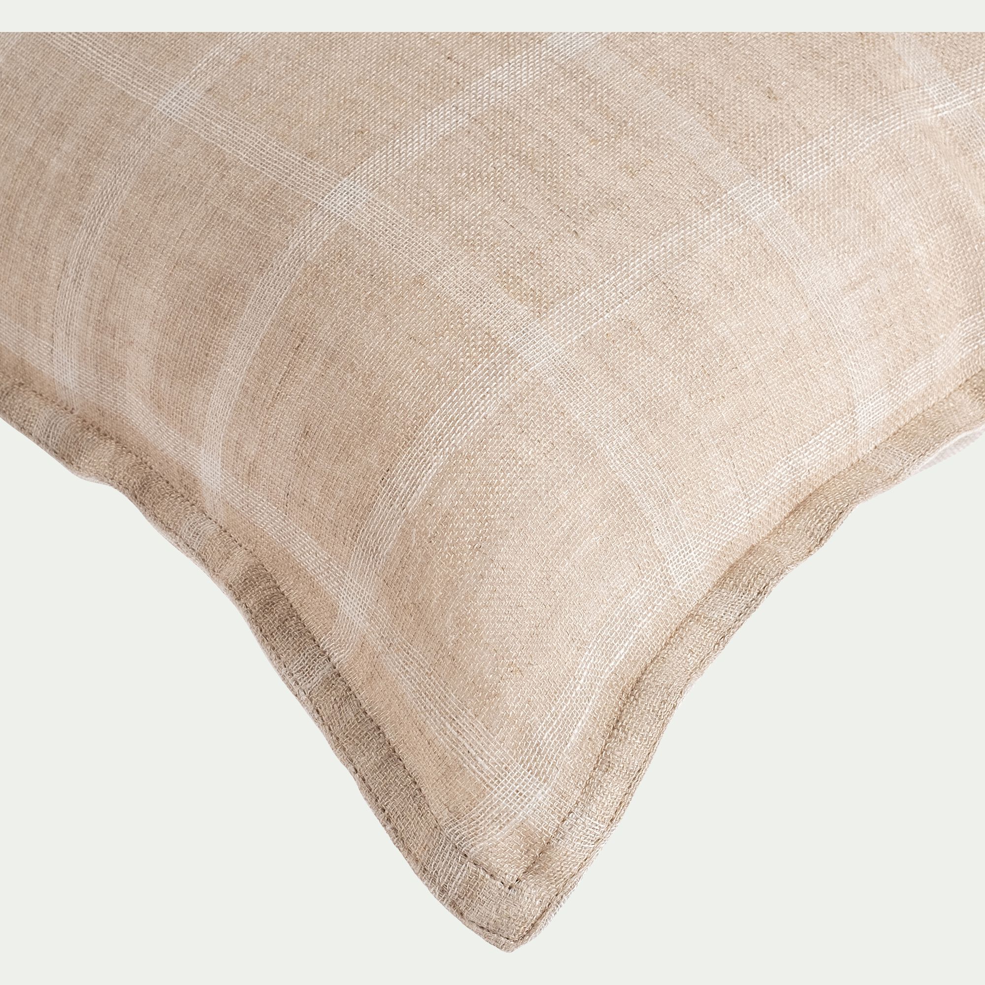 VALBEL - Coussin en lin lavé à carreaux 45x45cm - beige