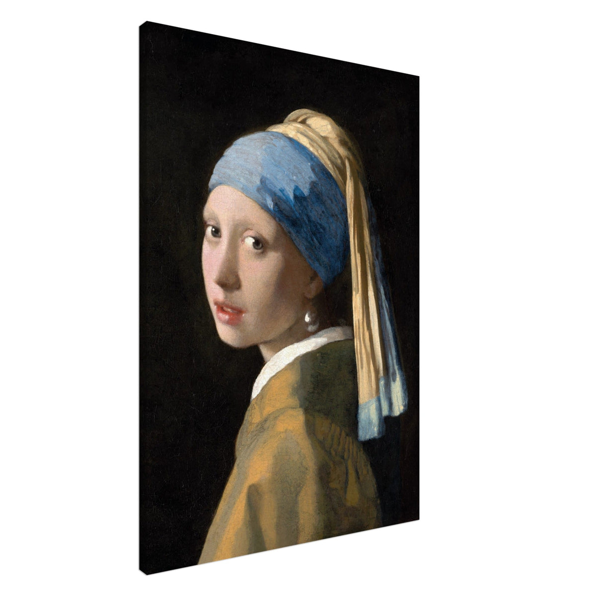 Artfulprints Canvas Johannes Vermeer – Meisje met de parel canvas - 75x100 cm - Blauw