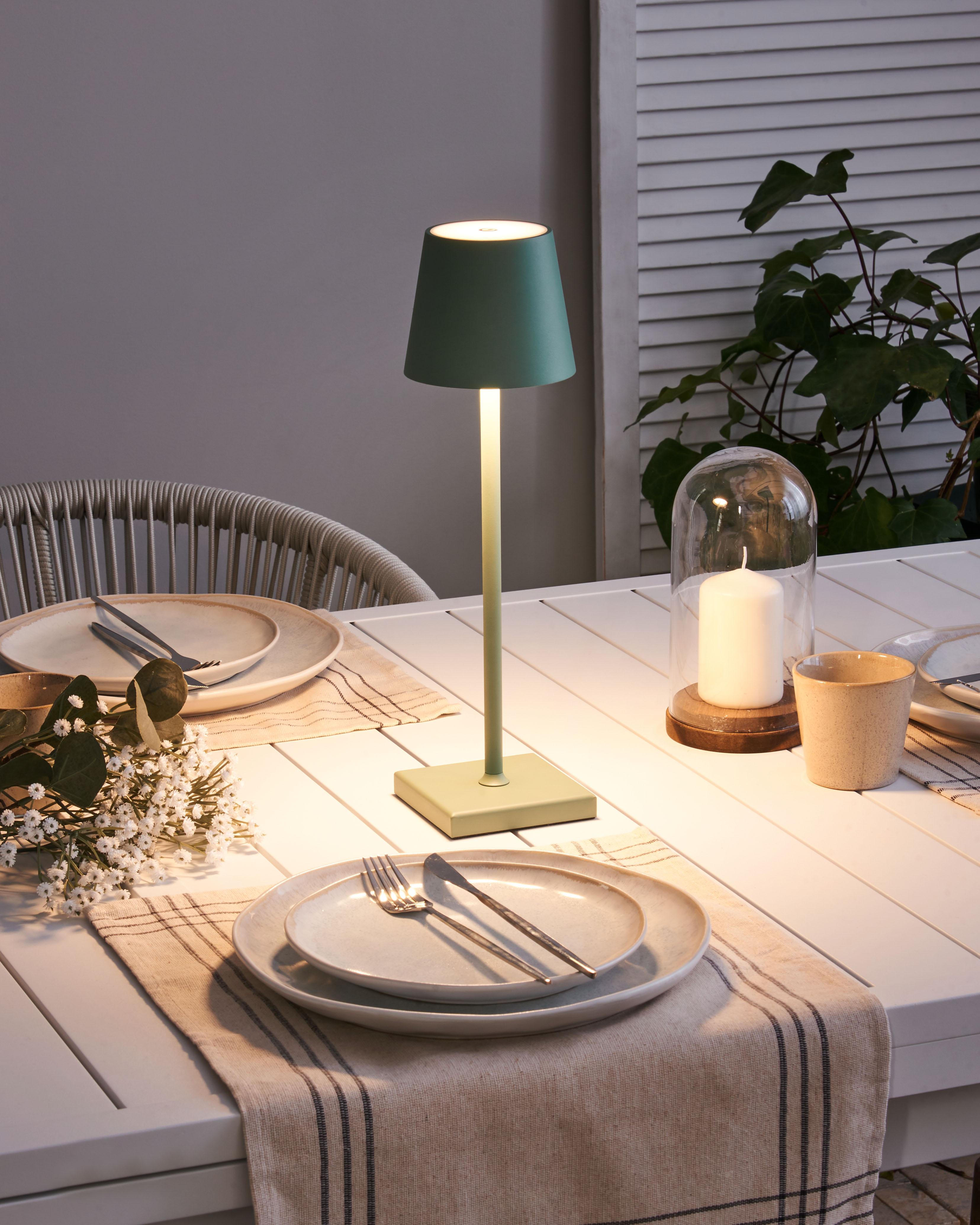 Wireless LED Table Lamp BACEIRO with Dimmer Metal Green