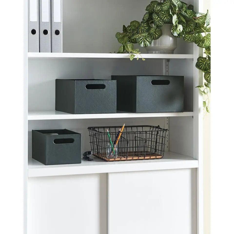 LARSA - Opbergdozen set van 3 - Grafietgrijs - Kunstleer