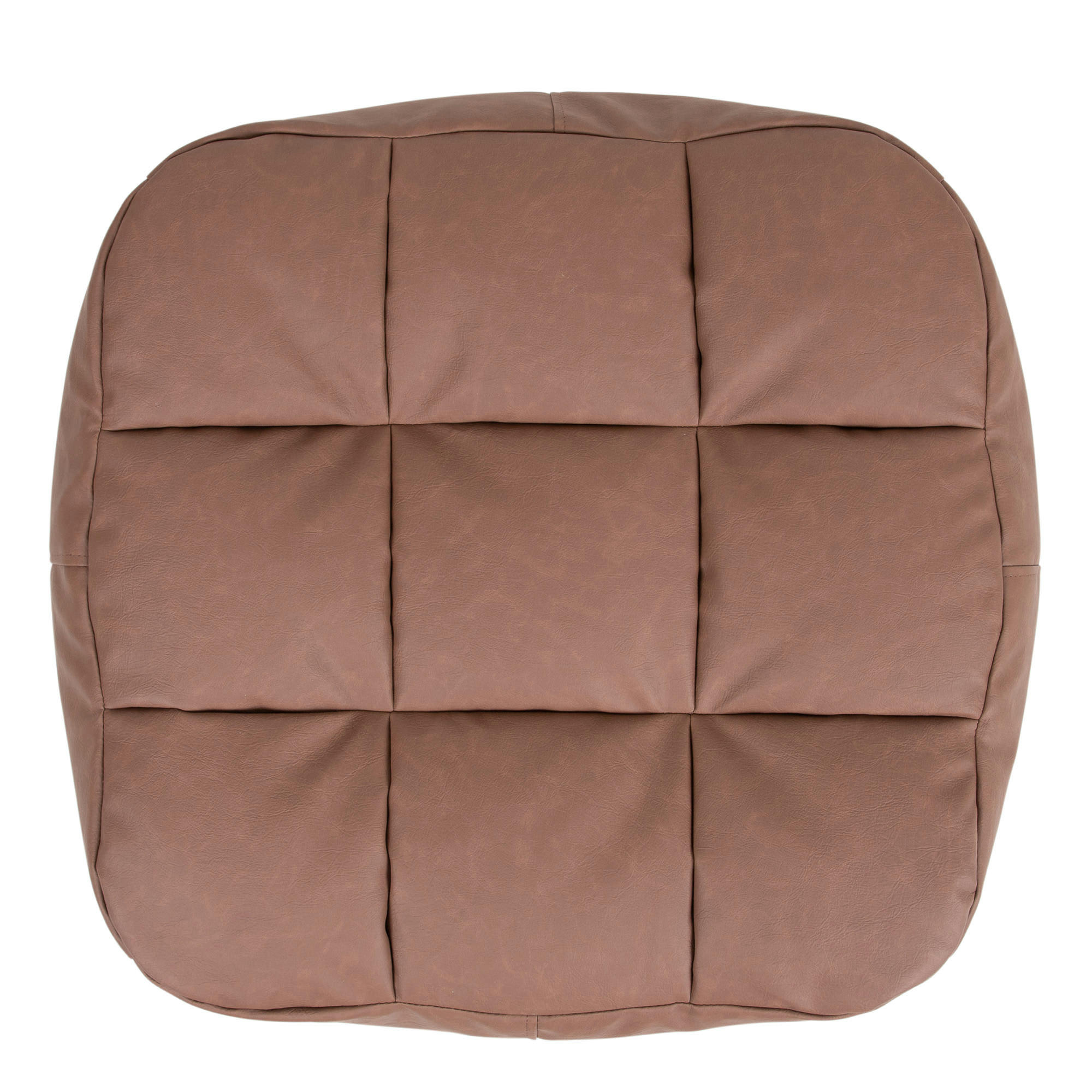 LUCIA - Pouf repose-pieds similicuir marron