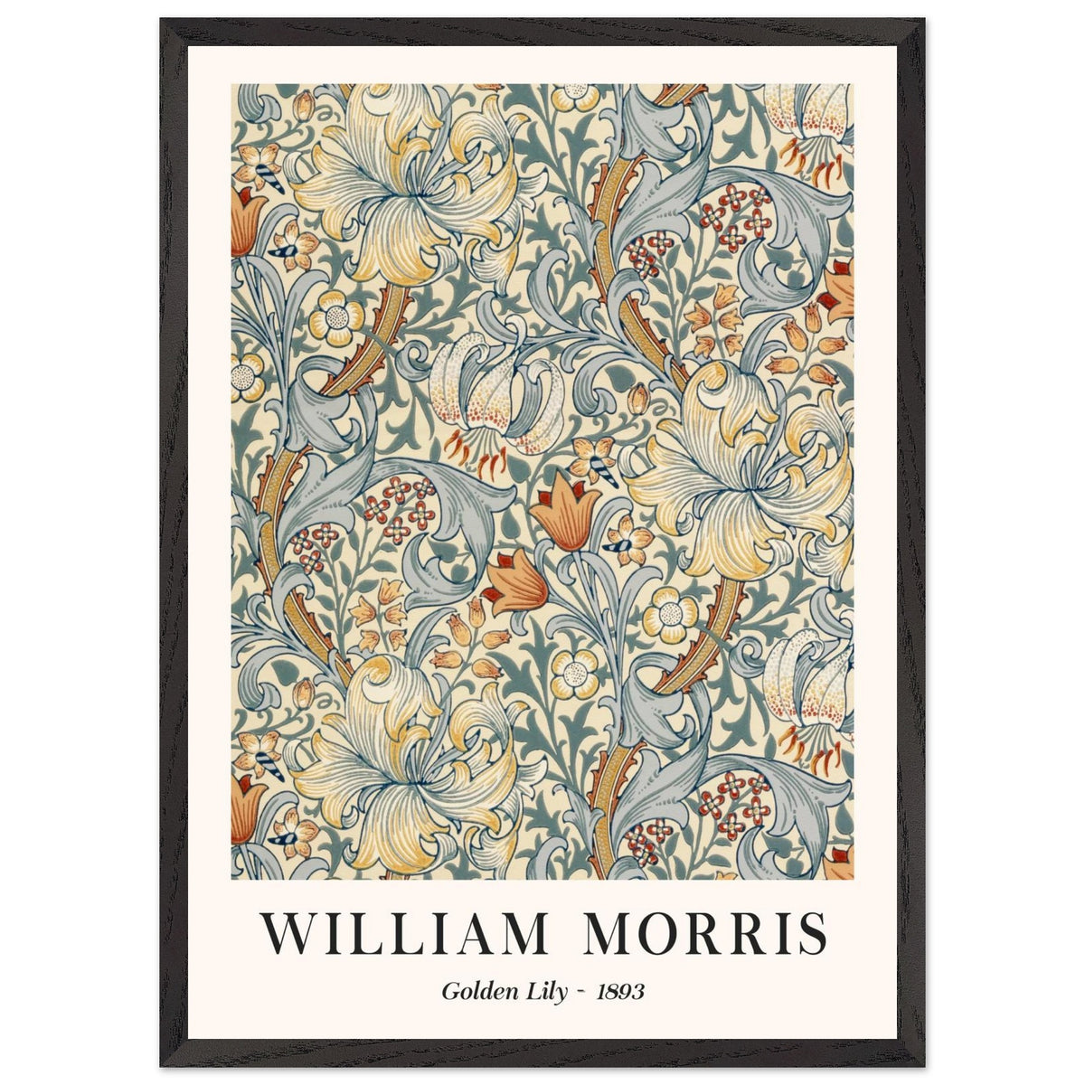 Artfulprints Poster met Lijst William Morris - Golden lilly 1893  - 50x70 cm - Groen
