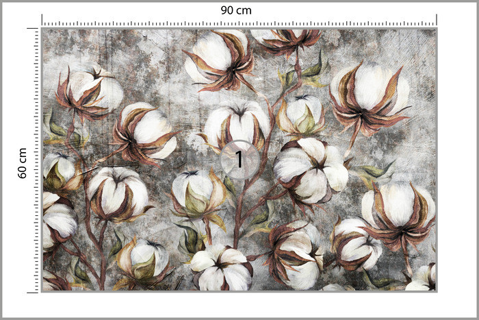 Fototapeta Główki Bawełny Na Betonie 90x60cm