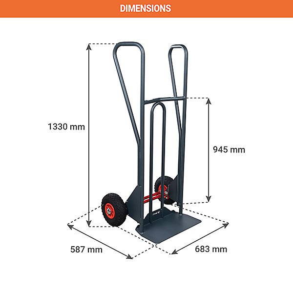 Diable basculement assisté - Roues pneumatiques - Charge max 350kg - 810310121