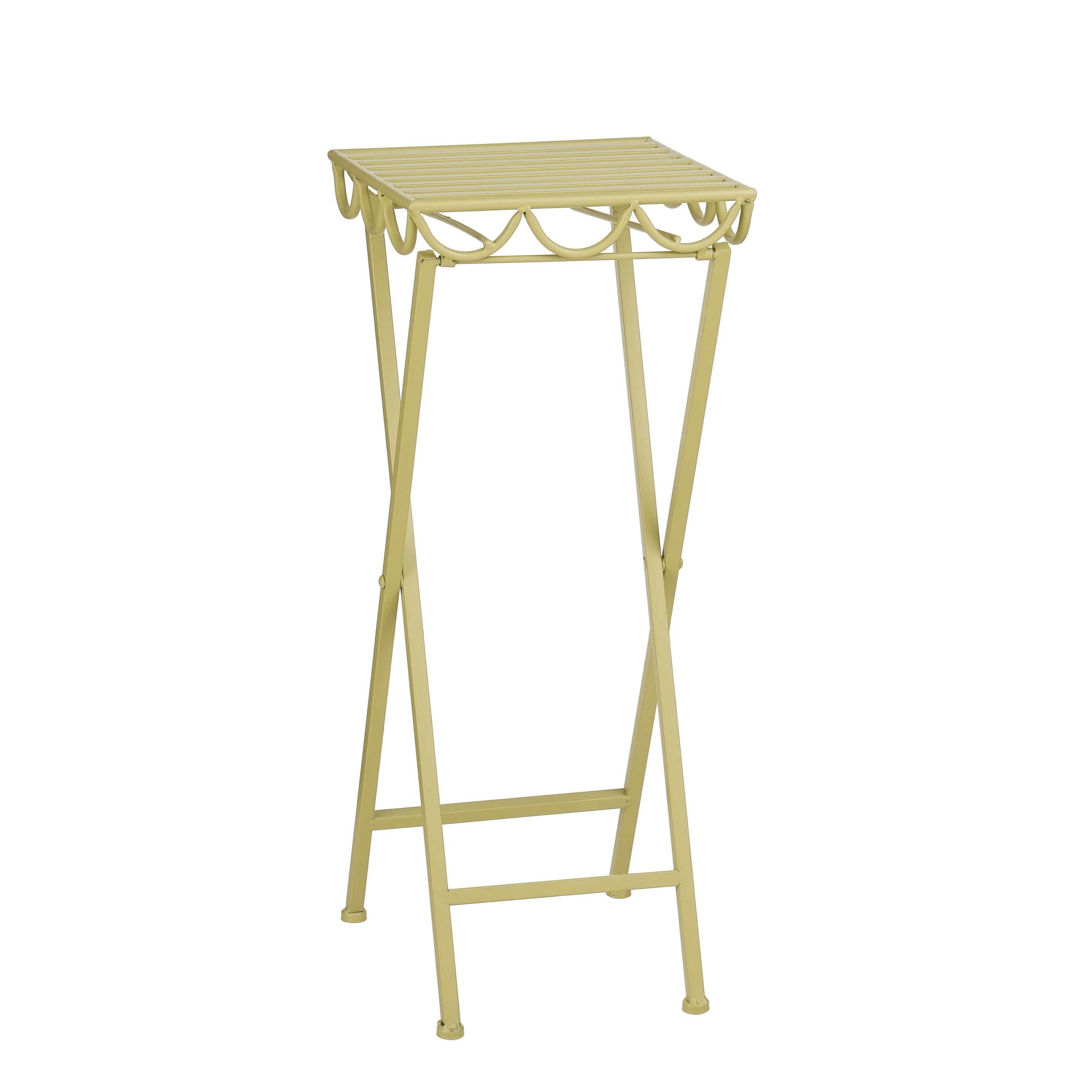 Mica Decorations Rosalie Planttafel voor Buiten - Plantenstandaard voor Kamerplanten 68 x 28cm - Inklapbaar - IJzer - Lichtgroen