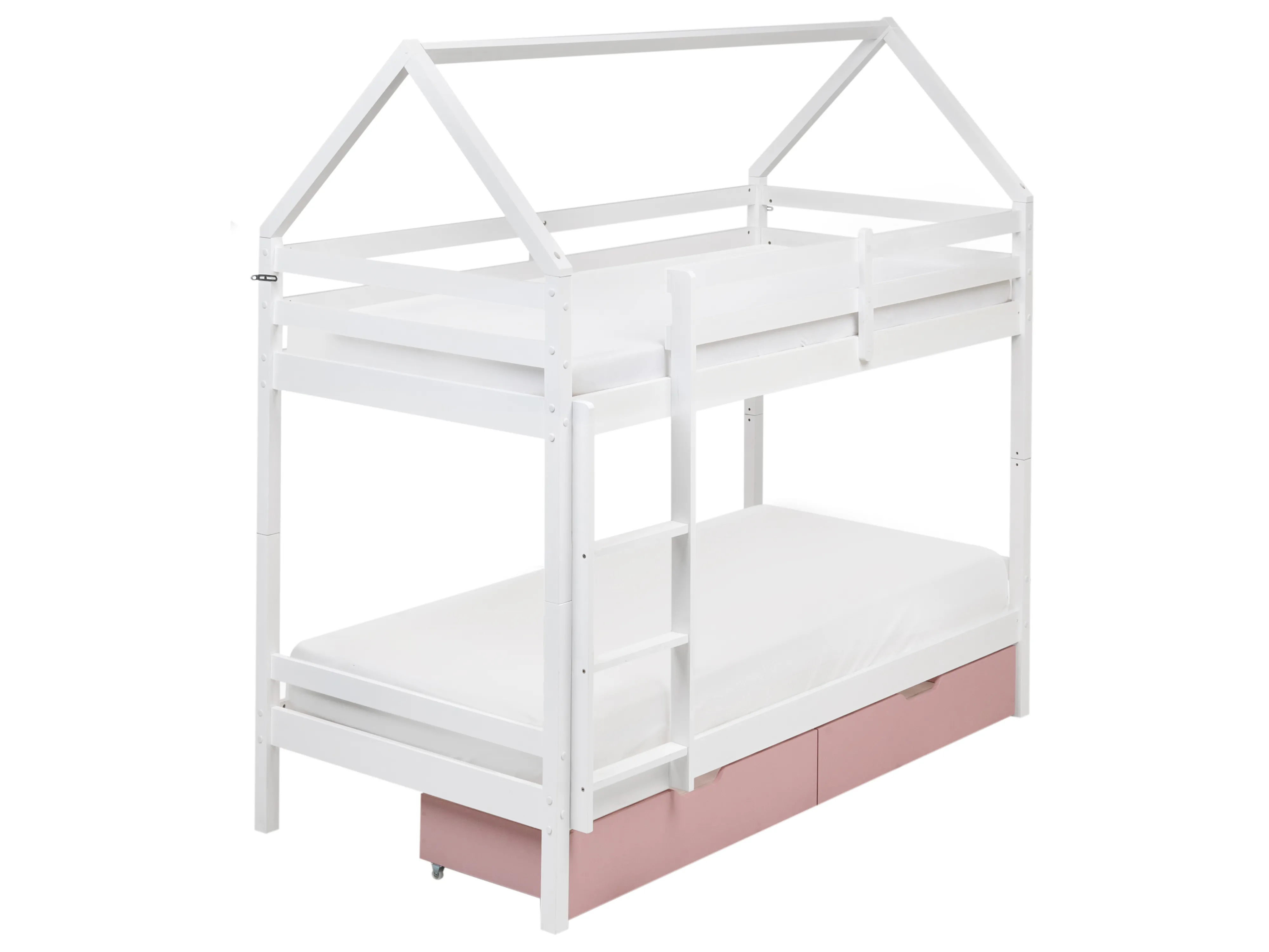 Bunk Bed with Drawers House Pine Wood TERNAS 90 x 200 cm (EU Single) Pink