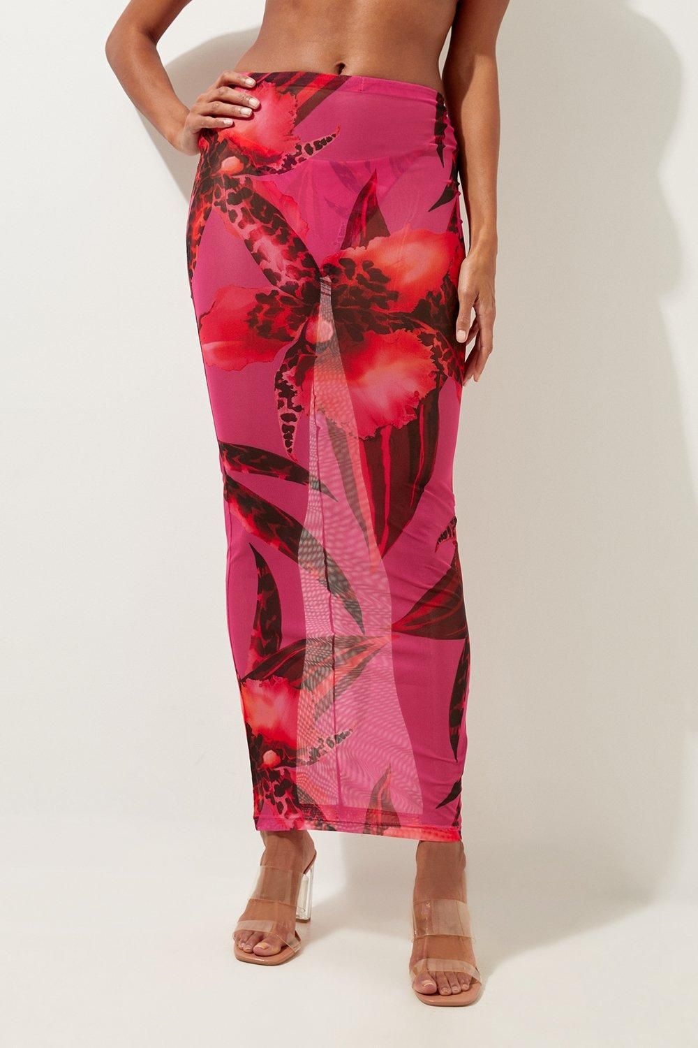 KarenMillen Abstract Floral Print Beach Maxi Skirt