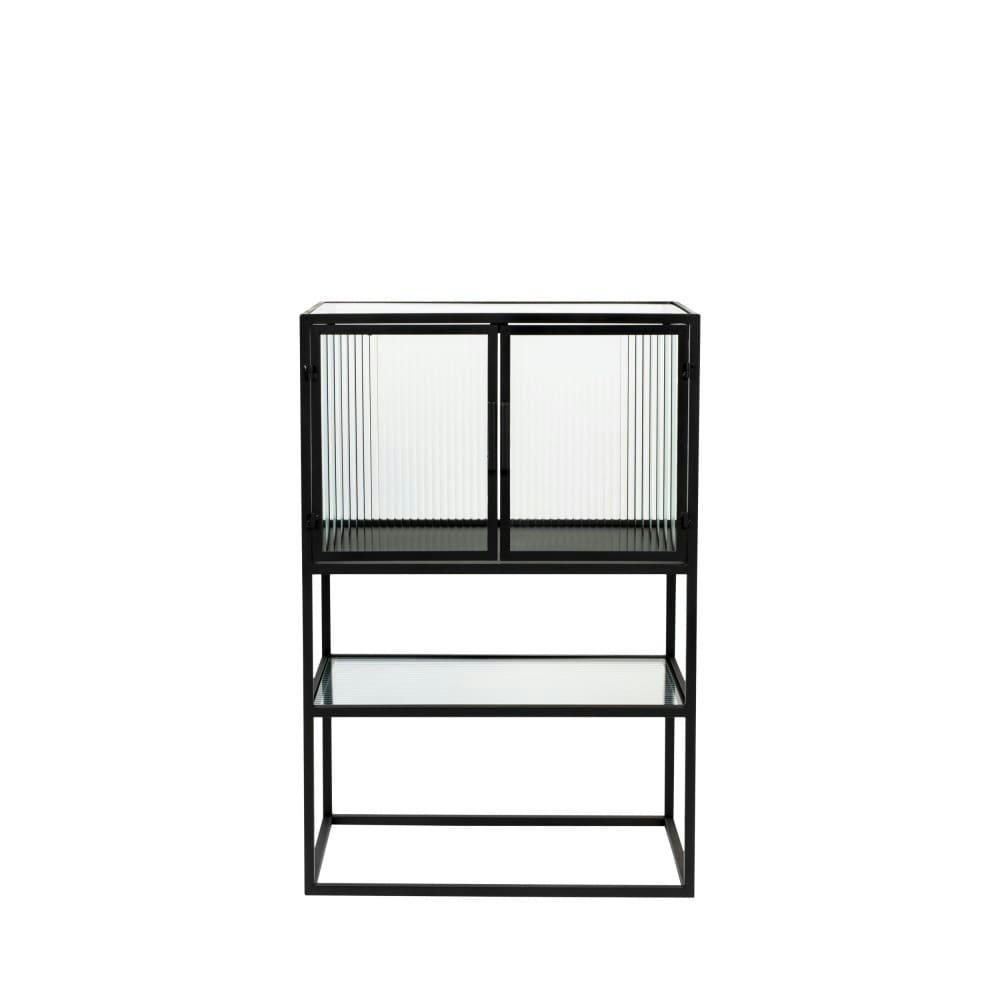 BOLI - Vitrine 2 portes en métal et verre trempé 90x60cm noir