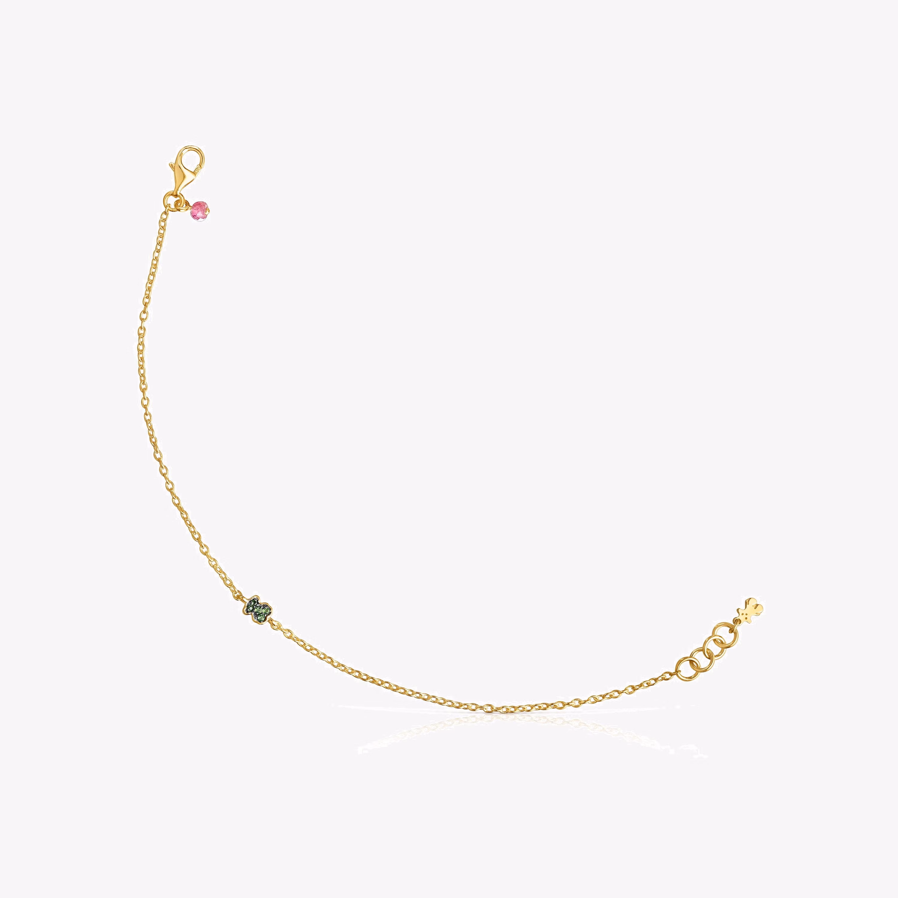 Pulsera con baño de oro 18 kt sobre plata y oso de cromodiópsidos TOUS New Motif