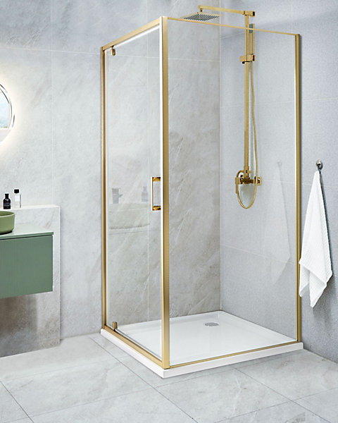 Cabine de douche DARLI 90 x 90 x 185 cm Doré