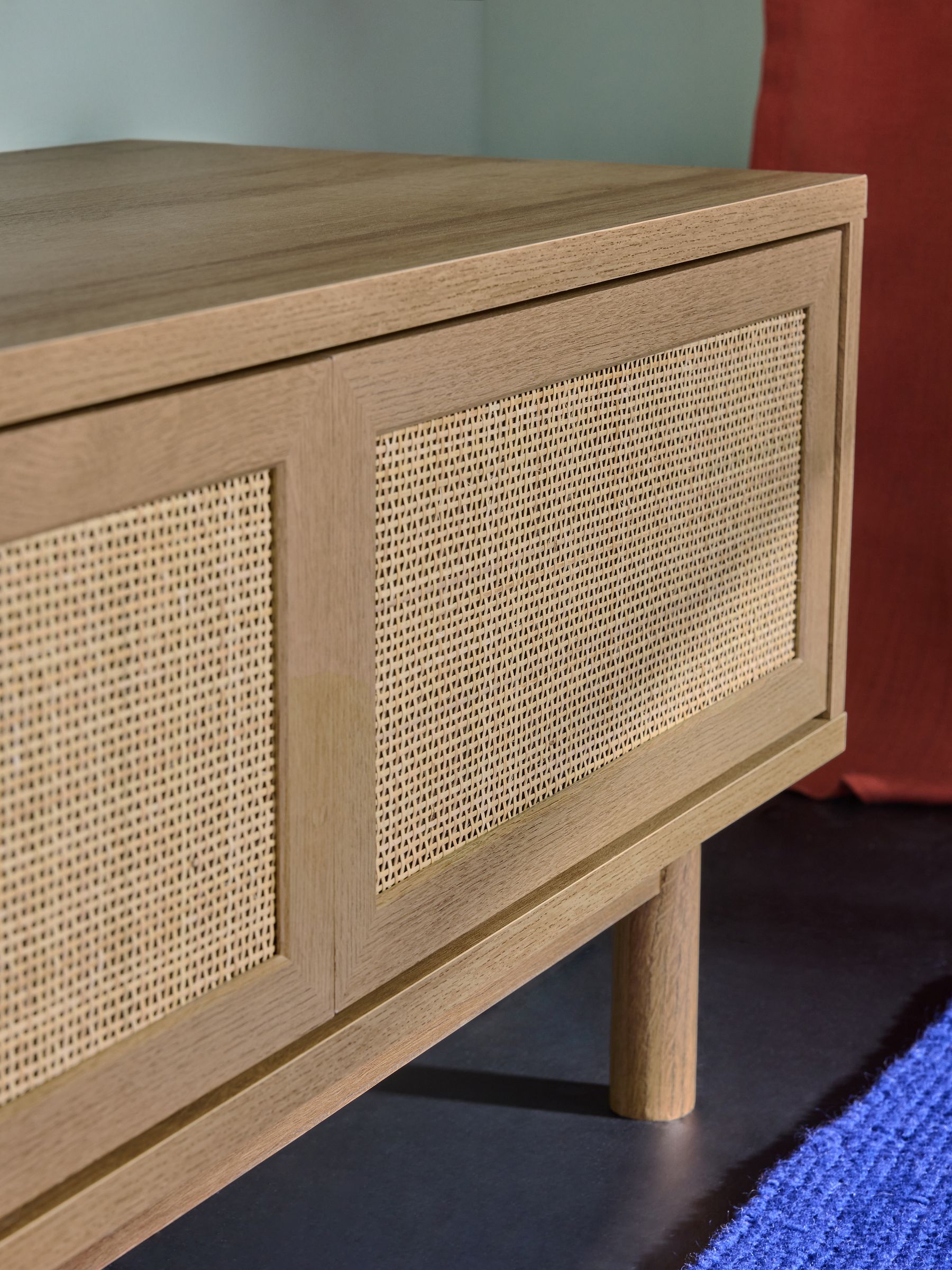 Pavia Rattan Wide Up to 50 Inch TV Unit in Oak Effect