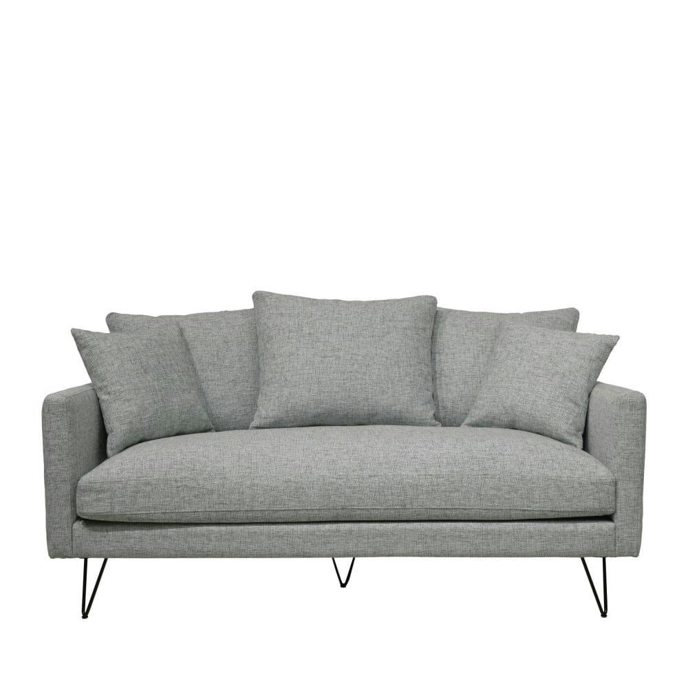 VILLABON - Canapé 3 places en tissu pieds épingles noirs gris