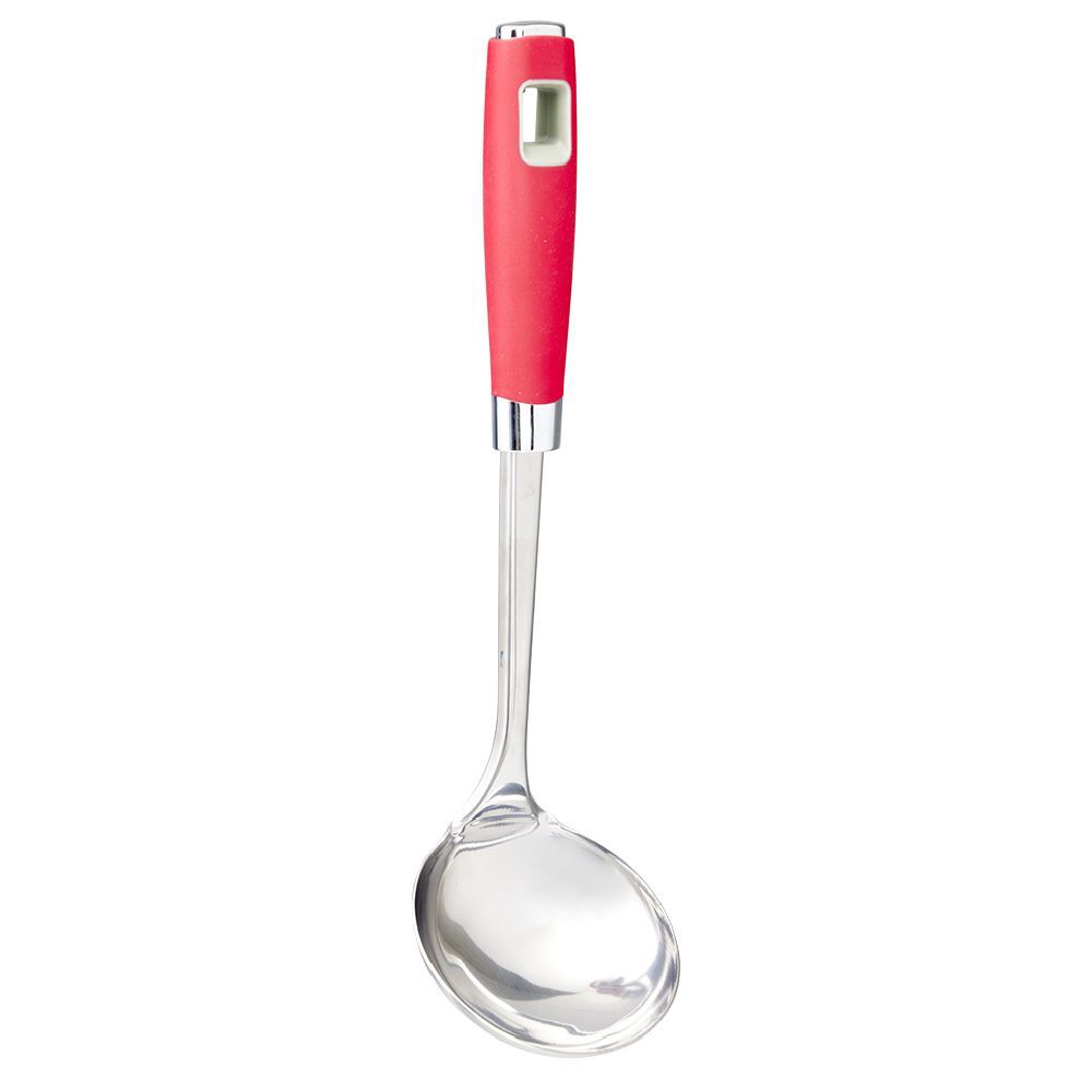 Louche inox manche en polypropylène rouge