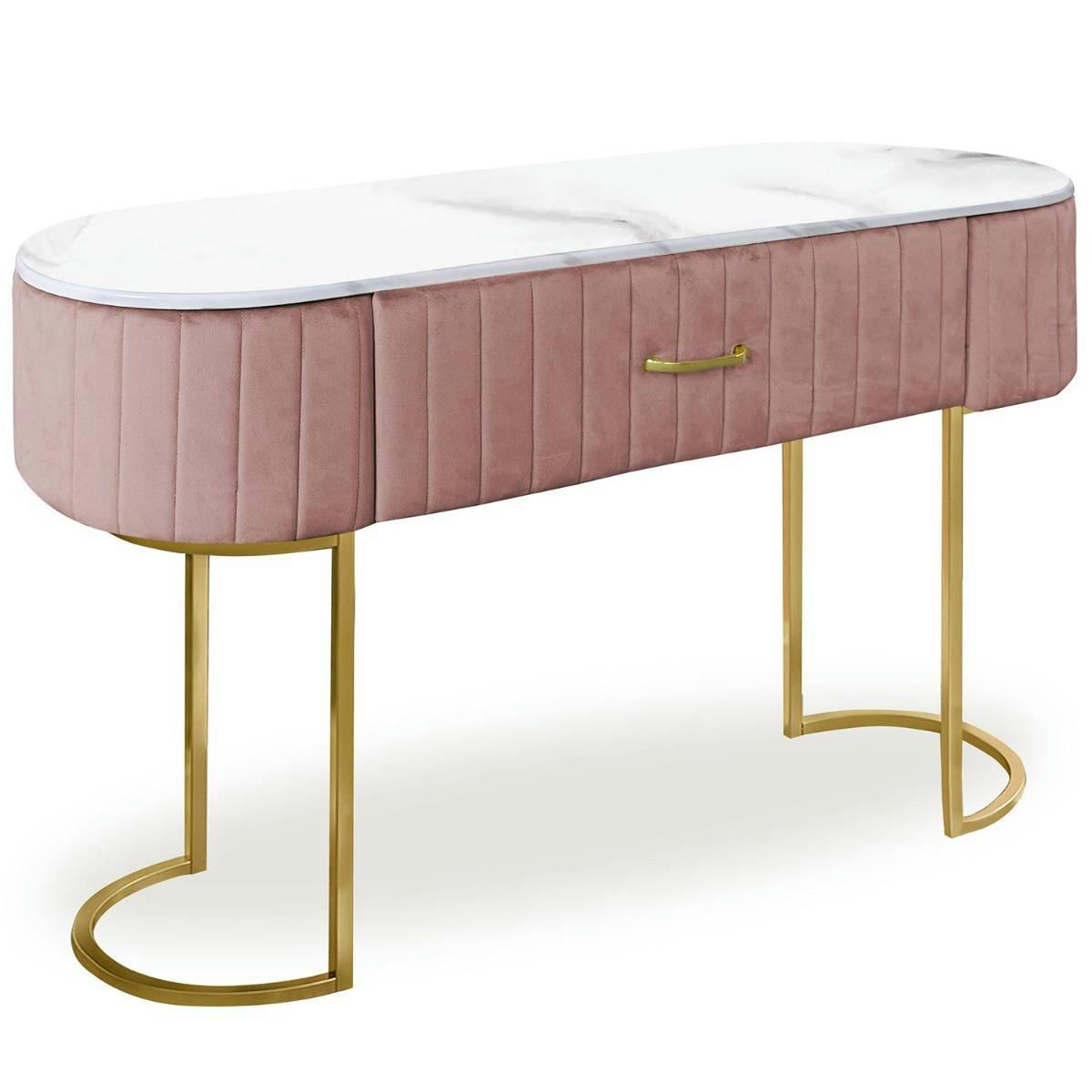 PALOMA - Coiffeuse 1 tiroir velours rose