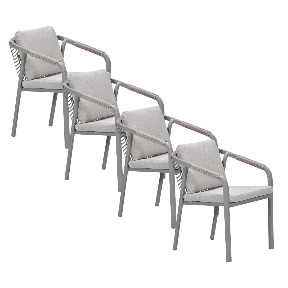 Garden Impressions Tuinstoel Milou stapelbaar taupe - 4 stuks
